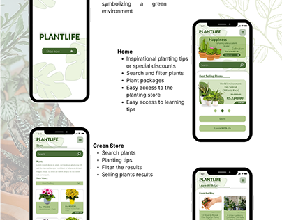 PlantLife Mobile application UI