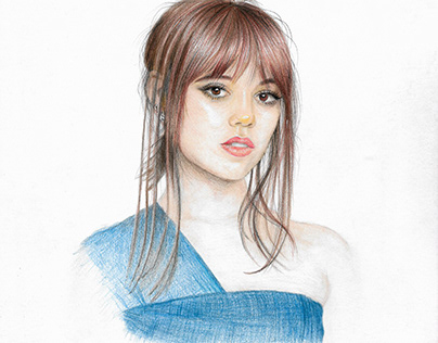 Jenna Ortega Realistic Color Pencil Portrait Drawing
