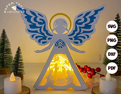 Nativity 2 Paper Cut Angel Box