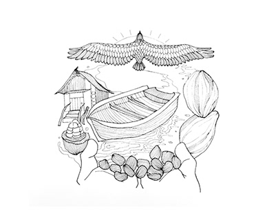 Line drawing :: cacao ceremony