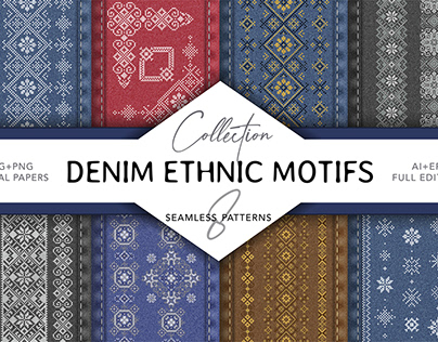 Denim Ethnic Cross Stitch Embroidery