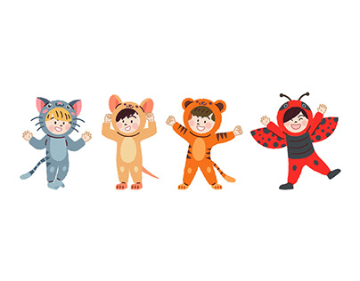 Illustration of kids wearing animal costume