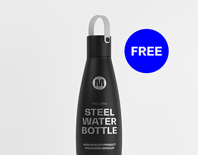 Steel Water Bottle Mockup | FREE