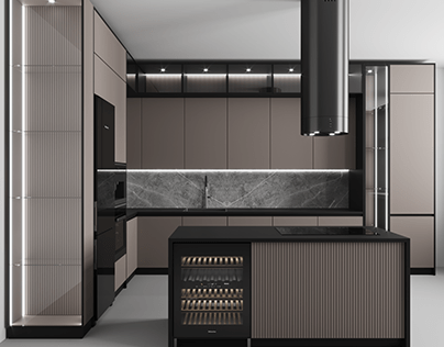 Kitchen " Black and Beige " 3d model
