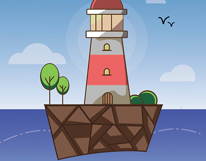 Work in an illustrator in the form of a lighthouse