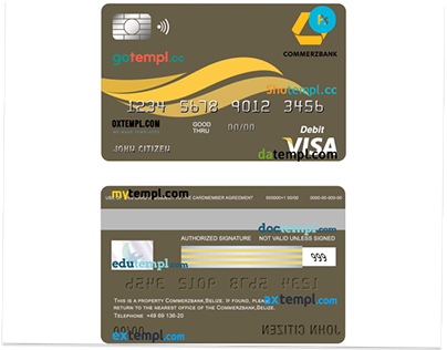 Belize Commerzbank visa card template