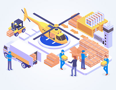 Isometric Air Logistic Vector Concept 01