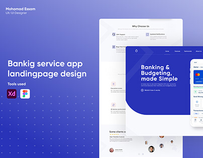 Banking service app landing page design