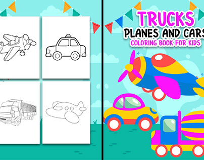 TRUCKS PLANES AND CARS COLORING BOOK