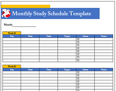 Monthly Study Schedule Template