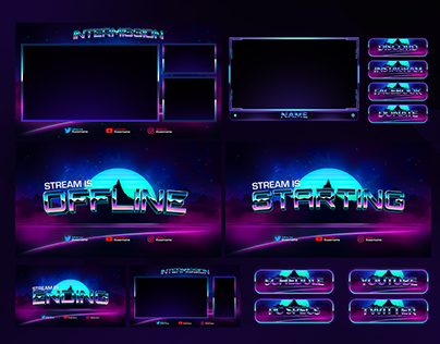 Retro Stream Overlay Pack Template Download
