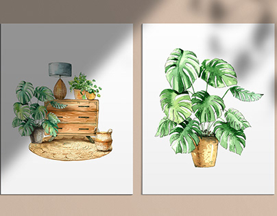 Plant Lover. Watercolor illustrations