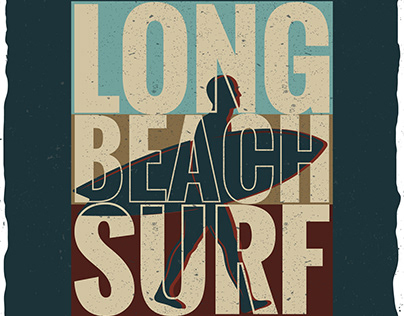Vintage long beach surf colorful poster