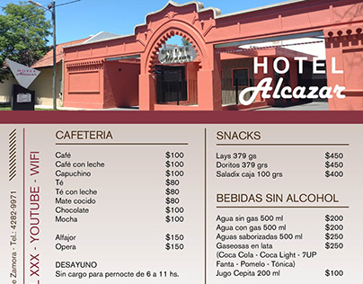 Diseño menú digital: Hotel Alcazar