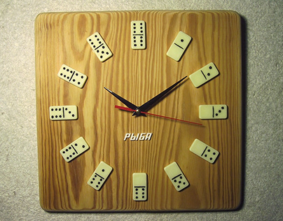 Wood wall clock "Domino" / 2