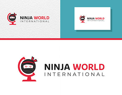 Ninja world logo design. Ninja glob international logo.