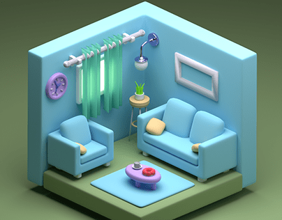 Blender Living Room 3D ( Exercise )