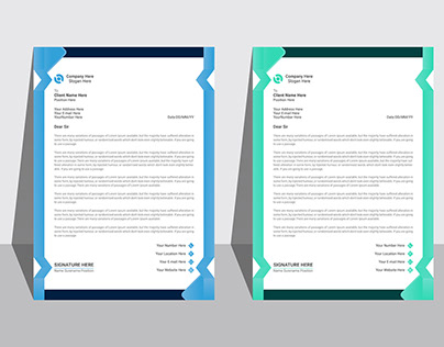 Letterhead design with two colour variation.