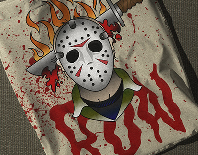 Illustration inspired by the film Friday the 13th