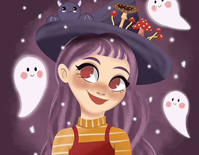 Cute girl with ghosts