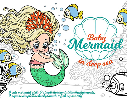 Baby mermaid in deep sea coloring pages constructor