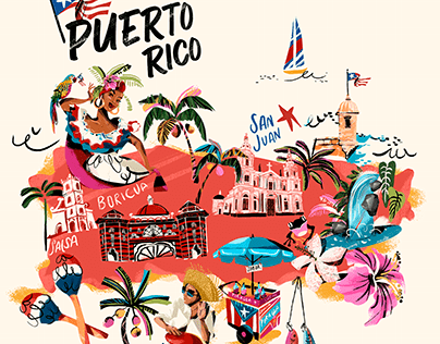 Puerto rico commissioned illustrated map