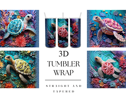 3D Turtle Quilling Tumbler Paper Art Design