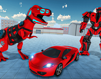 Dino Robot Car Transformation: Dinosaur Robot Game
