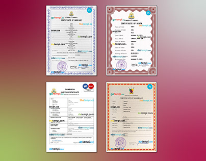 Cambodia, Cameroon certificate templates