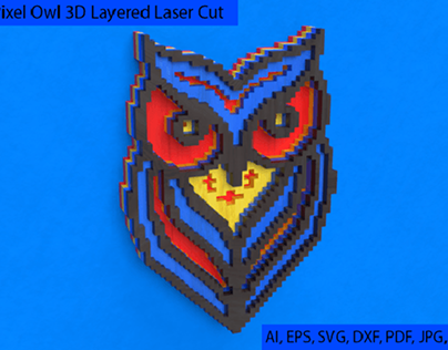 Pixel Owl 3D Layered Laser Cut