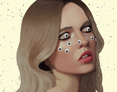 Model Googly eyes Portrait drawing by Oz Galeano
