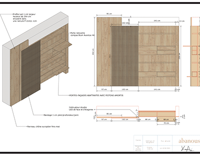 Oak wood paneling & storage case