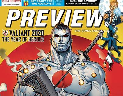 Previews catalog cover design featuring Bloodshot