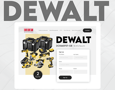 Dewalt (An Electric Tool) Landing Page design
