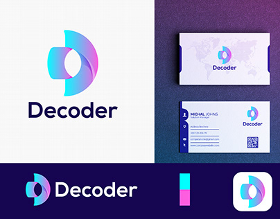 Decoder D modern letter logo design