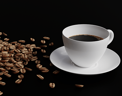 Coffee cup-Coffee beans 3D modeling