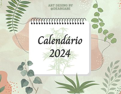 Calendário anual 2024 - Para fundo de tela, computador.