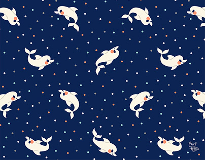 Polka Dots & Dolphins Pattern