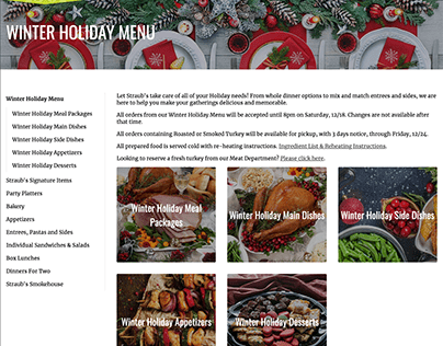 Online Ordering for Holiday Menu