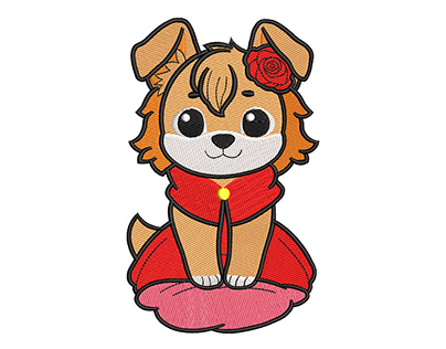 Lovely dog embroidery design for machine