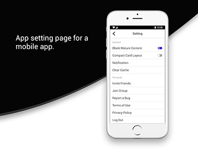 UI Design # App setting page for a Mobile app