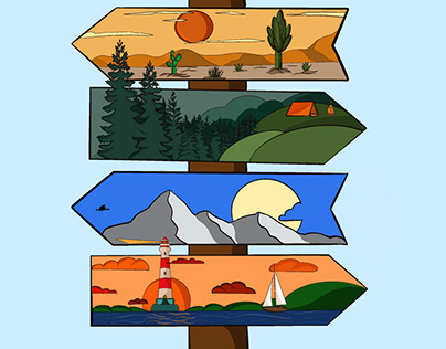 Landscape travel sign