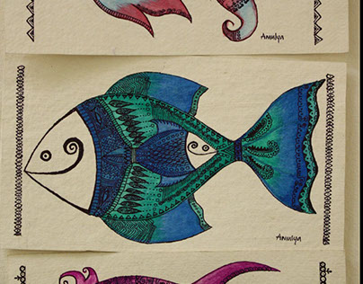 Madhubani inspired fish painting