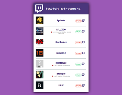 Twitch Streamer Status Board
