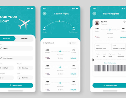 Flight booking mobile App UI.