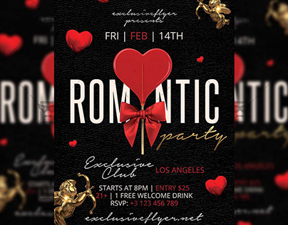 Romantic Party Flyer - Valentines A5 Template