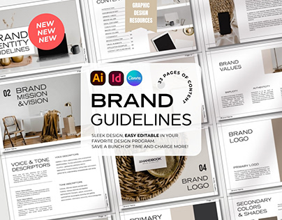 Project thumbnail - Brand Guidelines Template Illustrator, InDesign & Canva