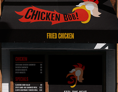 Chicken Bob Logo Design/Restaurant Mockup