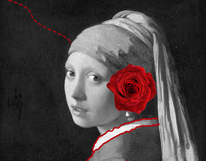 "the girl with a red rose "