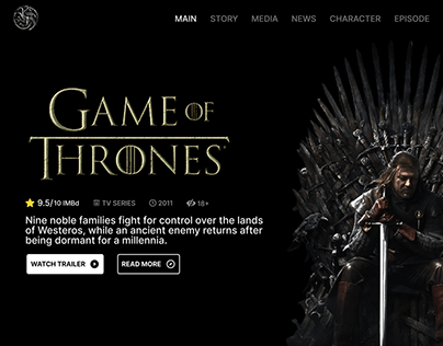 "Game of Thrones" Landing page
